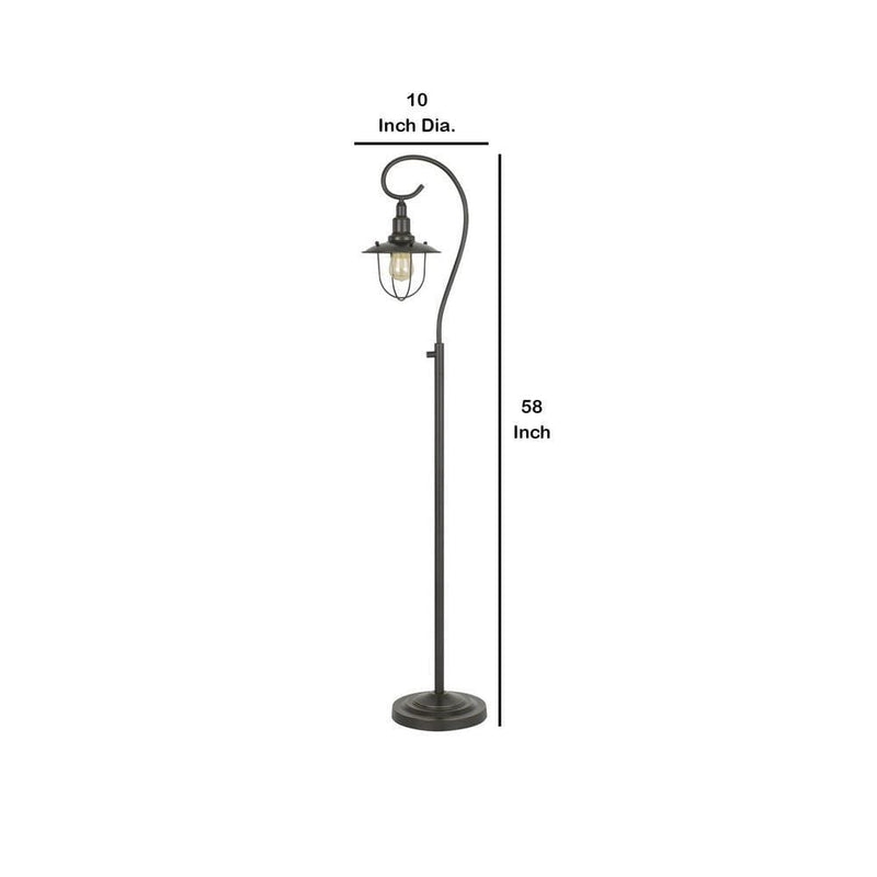 Metal Downbridge Design Floor Lamp With Cage Shade Dark Bronze-zoom-