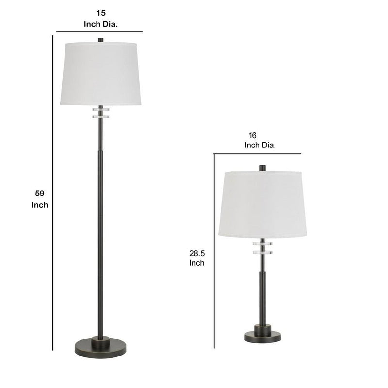 Metal 3 Piece Table Lamp Set with Tapered Drum Shade Dark Bronze-zoom-