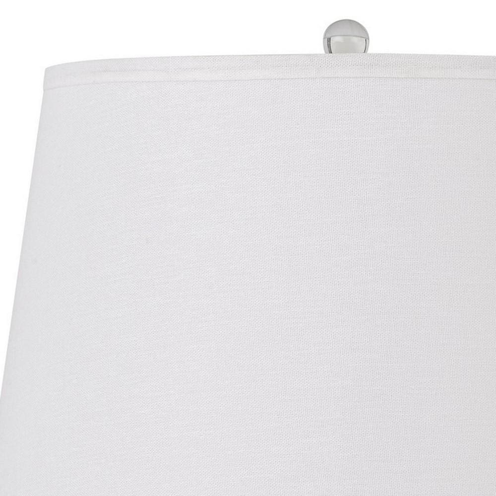 150 Watt Ceramic Table Lamp with Linen Hardback Shade White-zoom-2