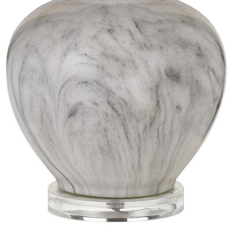 150 Watt Ceramic Table Lamp with Linen Hardback Shade White-zoom-