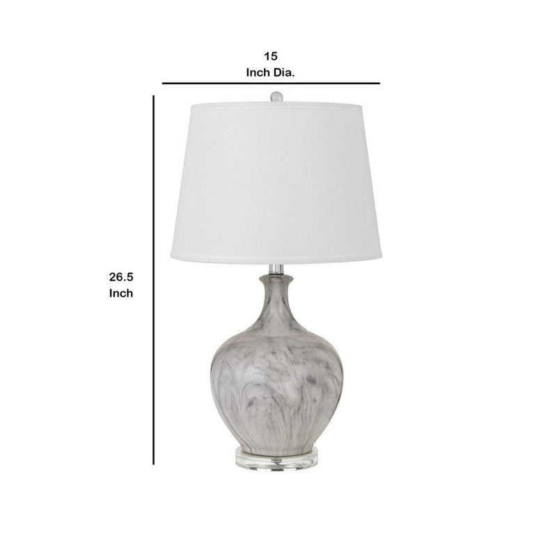 150 Watt Ceramic Table Lamp with Linen Hardback Shade White-zoom-
