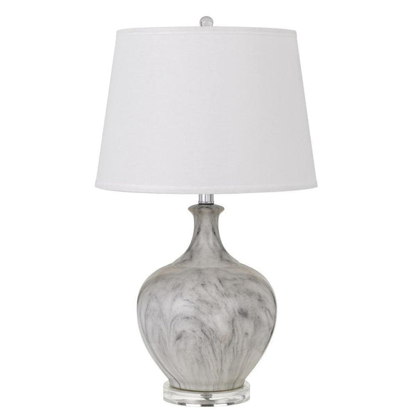 150 Watt Ceramic Table Lamp with Linen Hardback Shade White
