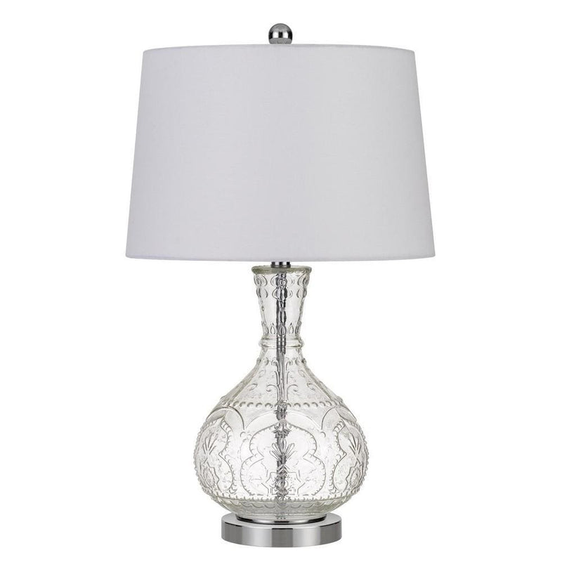 150 Watt Textured Glass Base Table Lamp White and Clear-zoom-