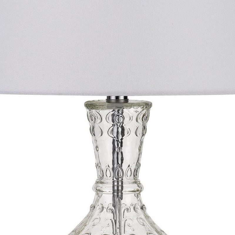 150 Watt Textured Glass Base Table Lamp White and Clear-zoom-