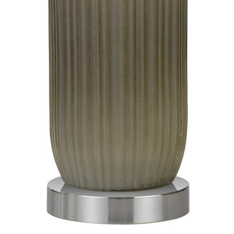 150 Watt Ribbed Glass Base Table Lamp Brown and White-zoom-