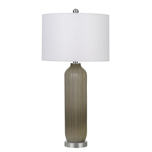 150 Watt Ribbed Glass Base Table Lamp Brown and White