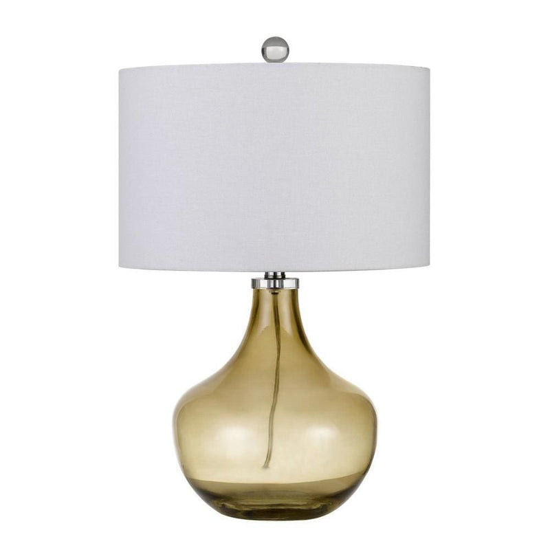 150 Watt Stout Glass Base Table Lamp with Hardback Shade White-zoom-