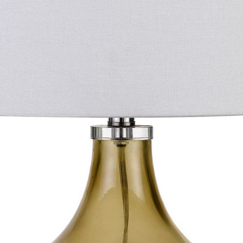 150 Watt Stout Glass Base Table Lamp with Hardback Shade White-zoom-