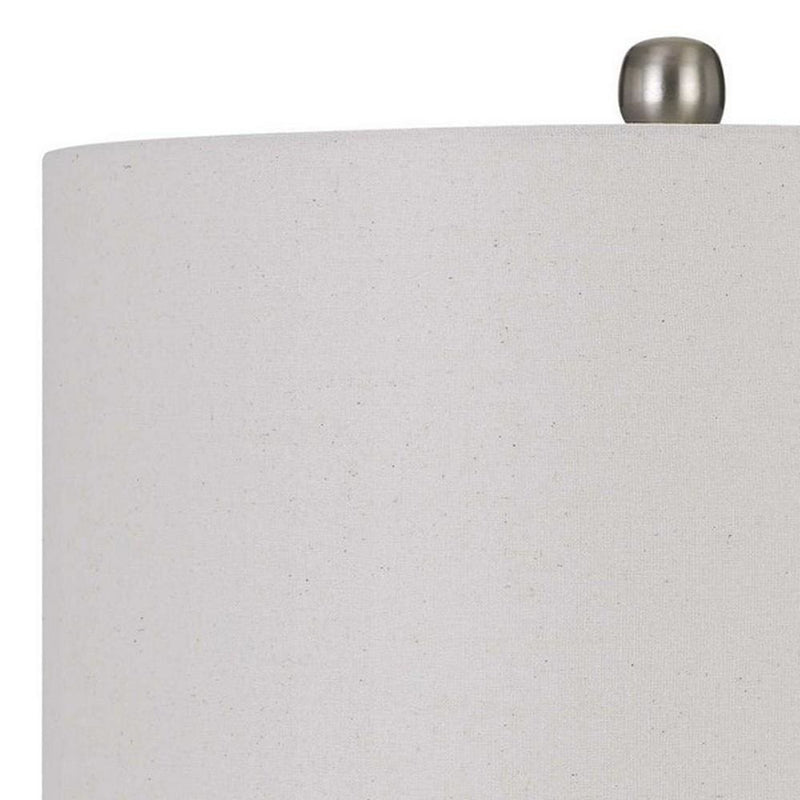 150 Watt Metal and Glass Base Table Lamp Silver and Clear-zoom-