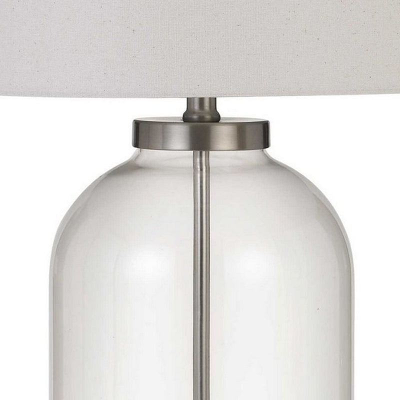 150 Watt Metal and Glass Base Table Lamp Silver and Clear-zoom-