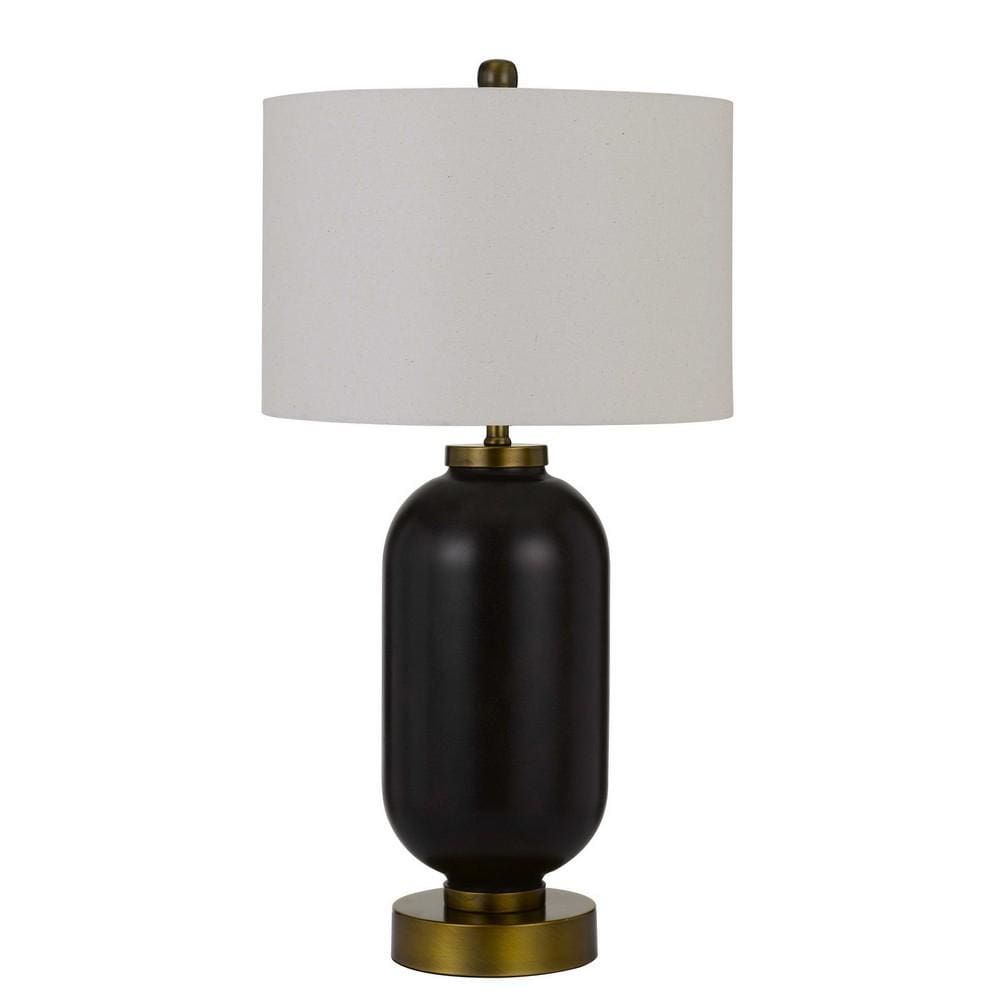 150 Watt Metal and Glass Base Table Lamp Brass and Black-zoom-1