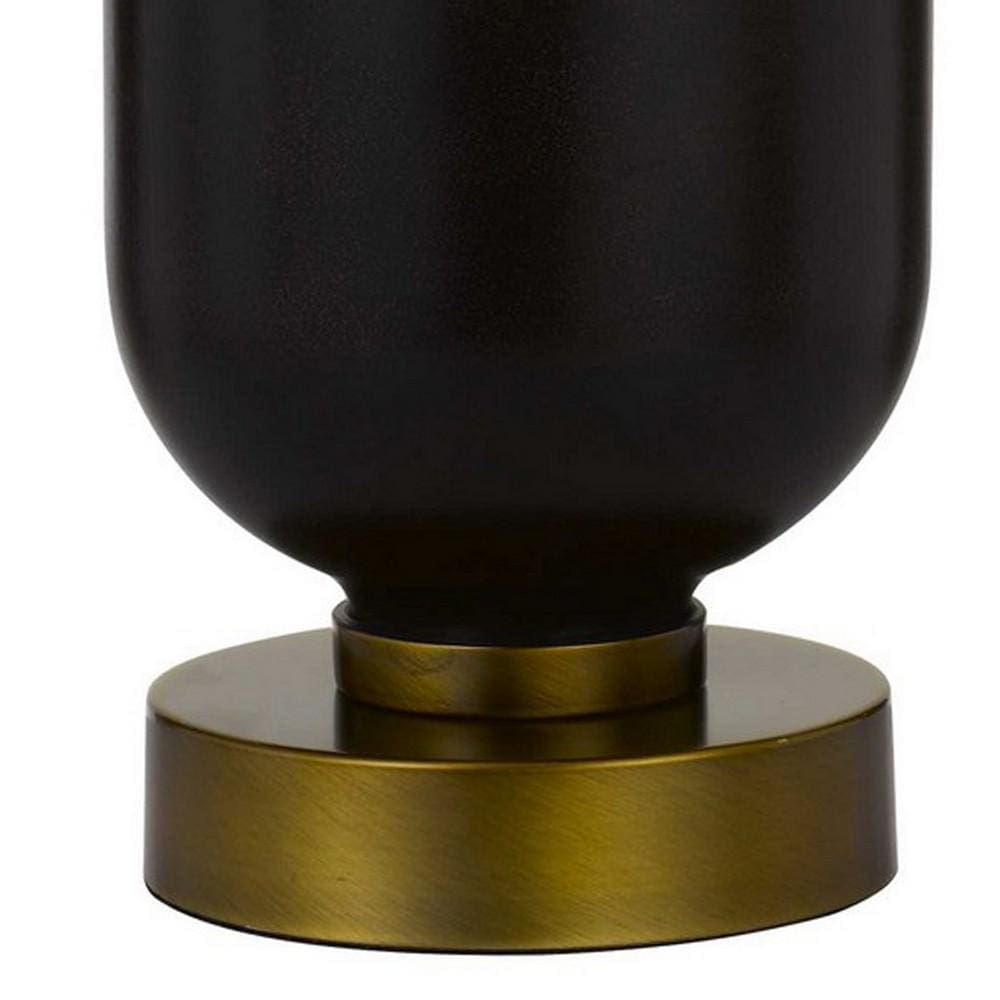 150 Watt Metal and Glass Base Table Lamp Brass and Black-zoom-4