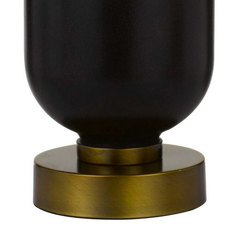 150 Watt Metal and Glass Base Table Lamp Brass and Black-zoom-