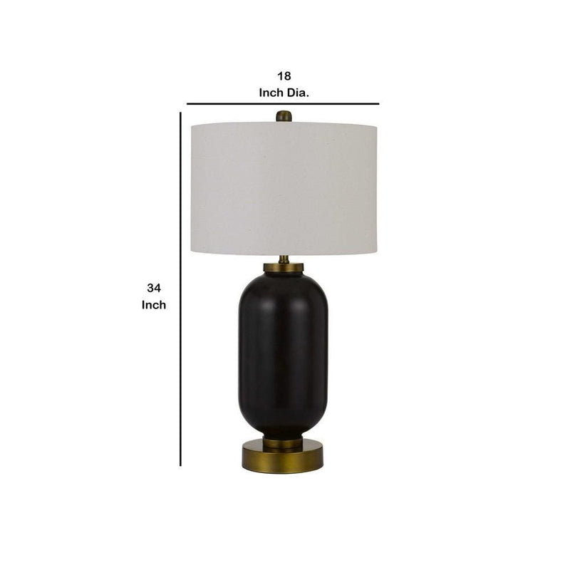 150 Watt Metal and Glass Base Table Lamp Brass and Black-zoom-