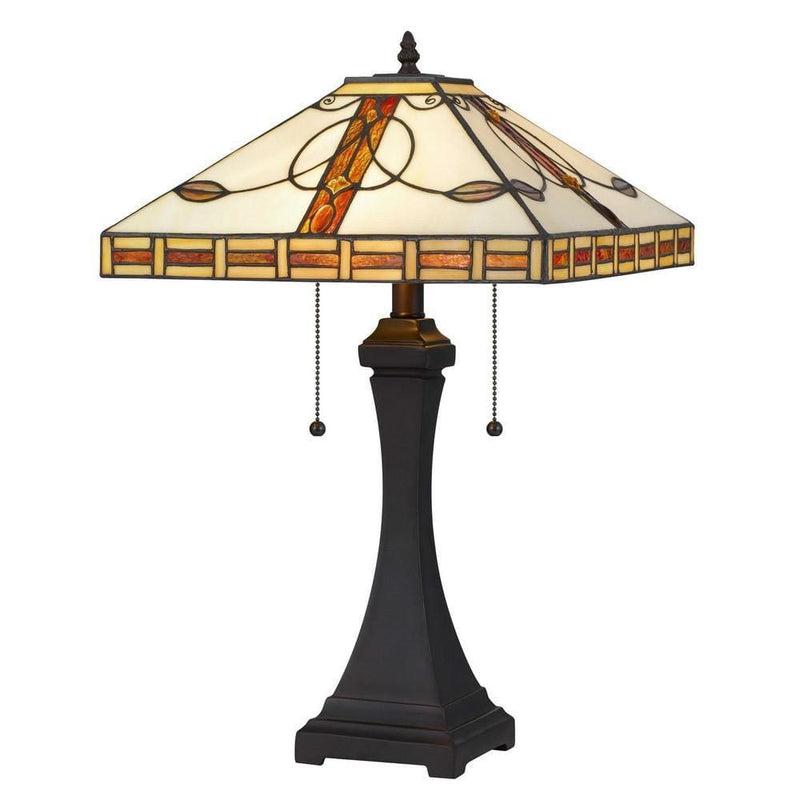 120 Watt Tiffany Shade Table Lamp with Pedestal Base Multicolor-zoom-