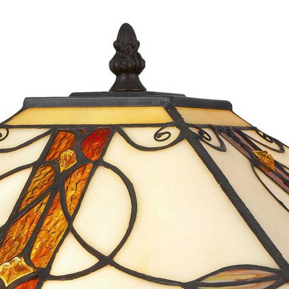120 Watt Tiffany Shade Table Lamp with Pedestal Base Multicolor-zoom-2