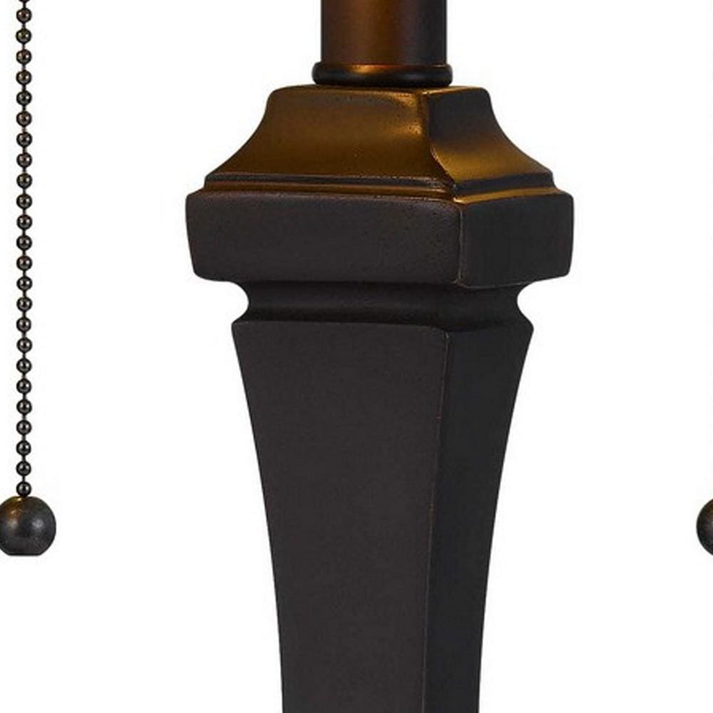 120 Watt Tiffany Shade Table Lamp with Pedestal Base Multicolor