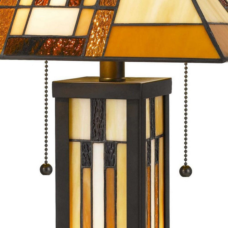 127 Watt Tiffany Shade Table Lamp with Metal Base Multicolor-zoom-
