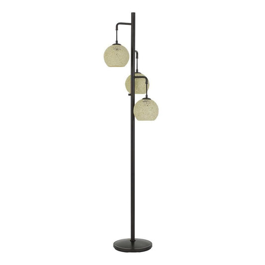 180 Watt Metal Floor Lamp With 3 Roped Shades Black