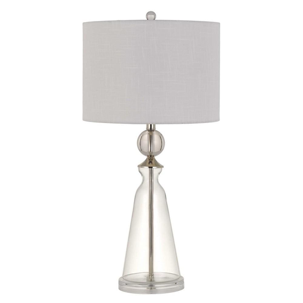 150 Watt Glass and Metal Base Table Lamp Off White and Clear-zoom-1