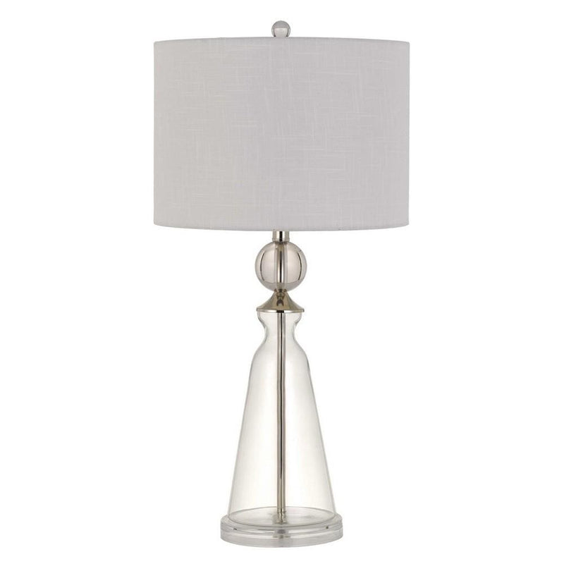 150 Watt Glass and Metal Base Table Lamp Off White and Clear-zoom-