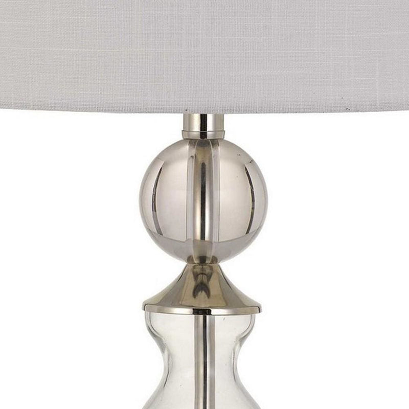 150 Watt Glass and Metal Base Table Lamp Off White and Clear-zoom-