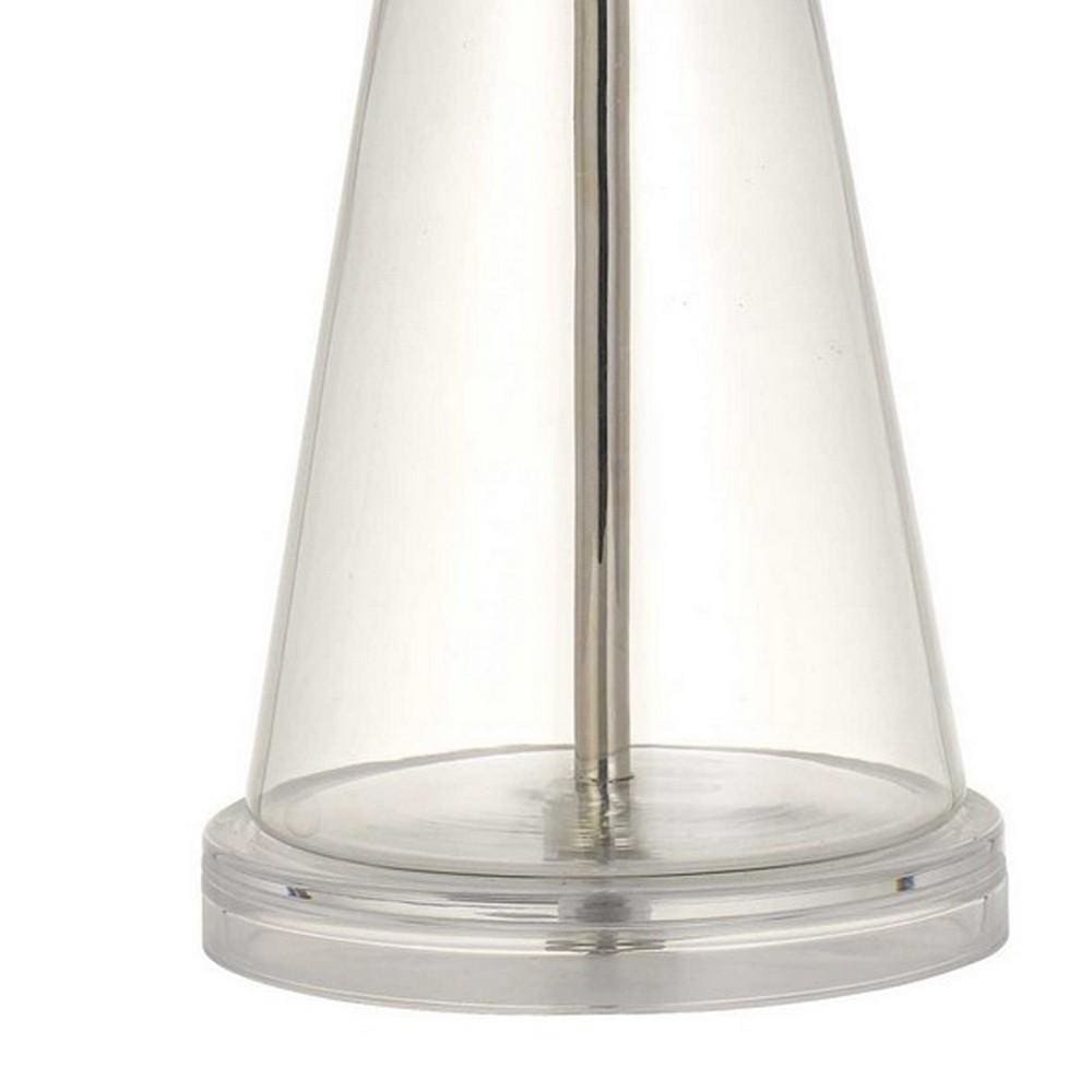 150 Watt Glass and Metal Base Table Lamp Off White and Clear-zoom-4