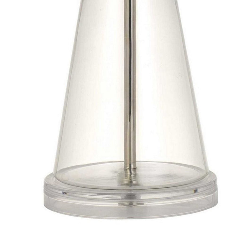 150 Watt Glass and Metal Base Table Lamp Off White and Clear-zoom-