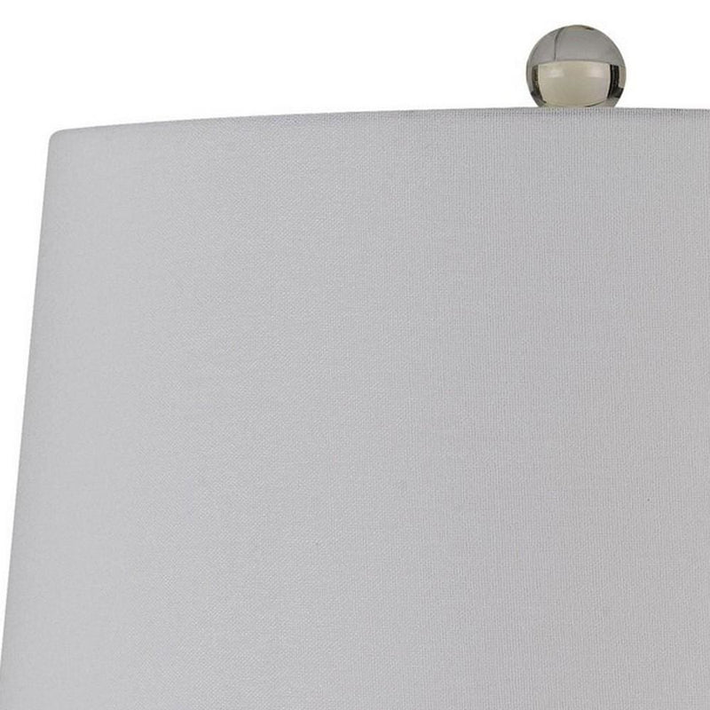 Glass Table Lamp with Round Hardback Fabric Shade White-zoom-