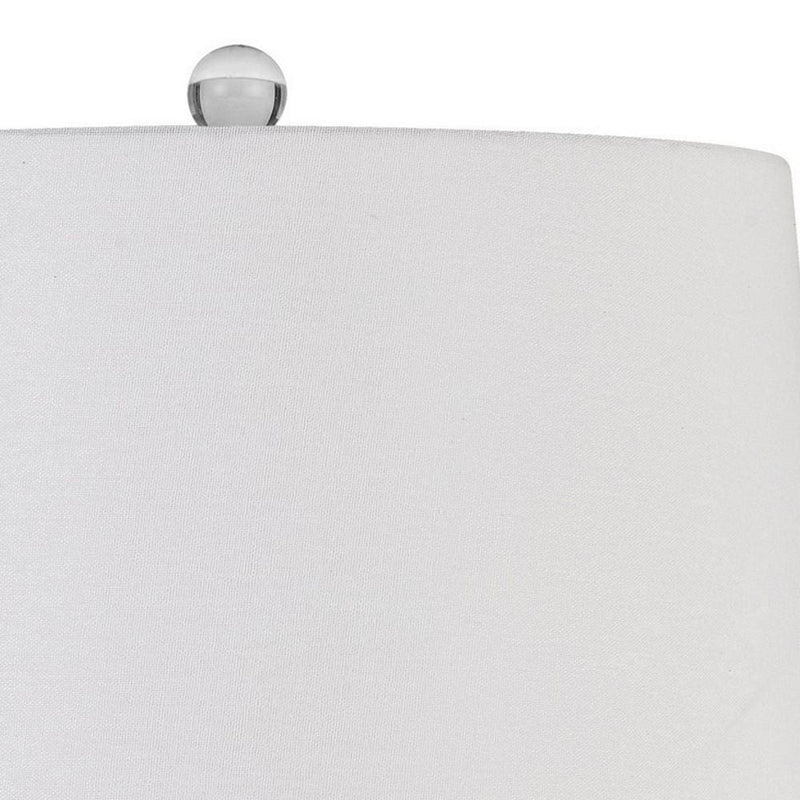 Urn Shaped Ceramic Base Table Lamp with Ribbed Pattern White-zoom-