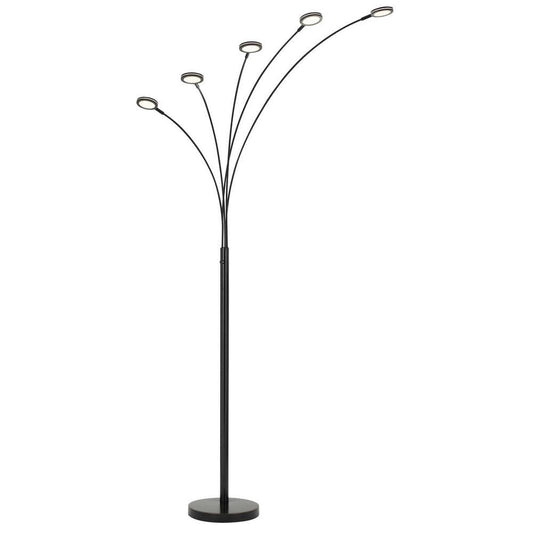 Metal Arc Floor Lamp With Integrated Led Light Brown