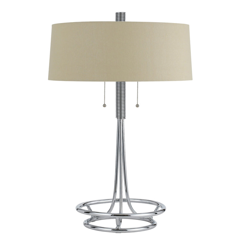 Metal Corkscrew Design Table Lamp with Pull Chain Switch Silver-zoom-