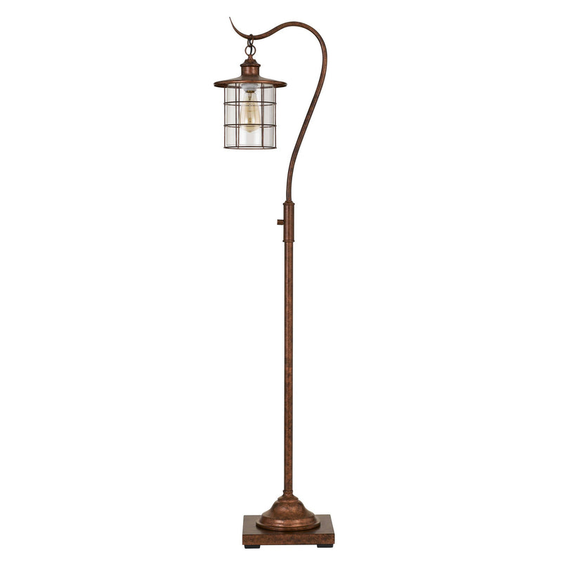 60 Inch Metal Downbridge Design Floor Lamp With Caged Shade Rustic Bronze-zoom-