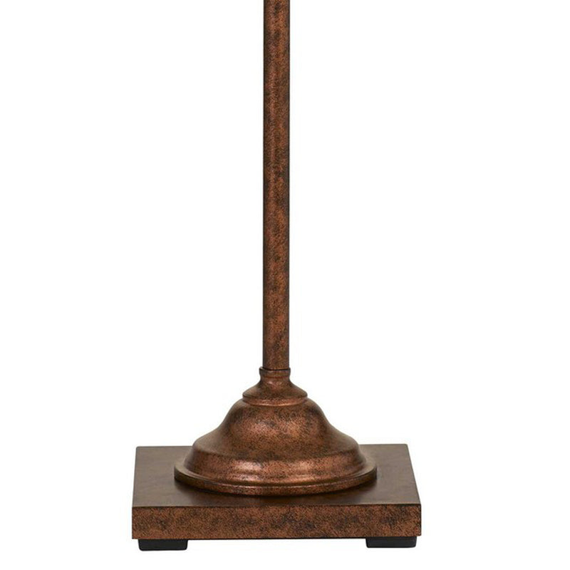 60 Inch Metal Downbridge Design Floor Lamp With Caged Shade Rustic Bronze-zoom-