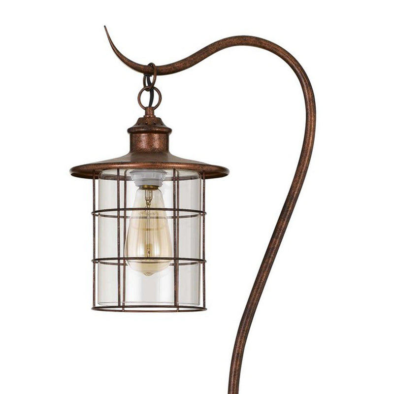 60 Inch Metal Downbridge Design Floor Lamp With Caged Shade Rustic Bronze-zoom-