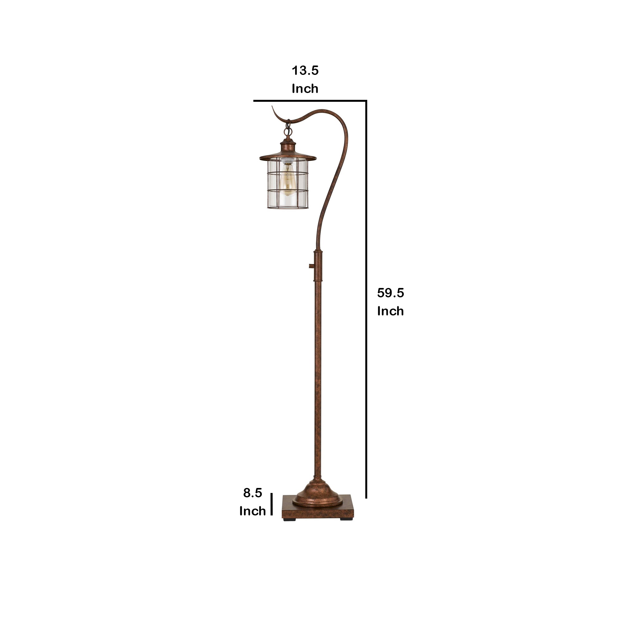 60 Inch Metal Downbridge Design Floor Lamp With Caged Shade Rustic Bronze-zoom-5