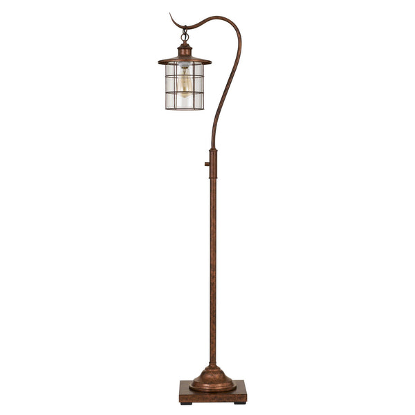 60 Inch Metal Downbridge Design Floor Lamp With Caged Shade Rustic Bronze
