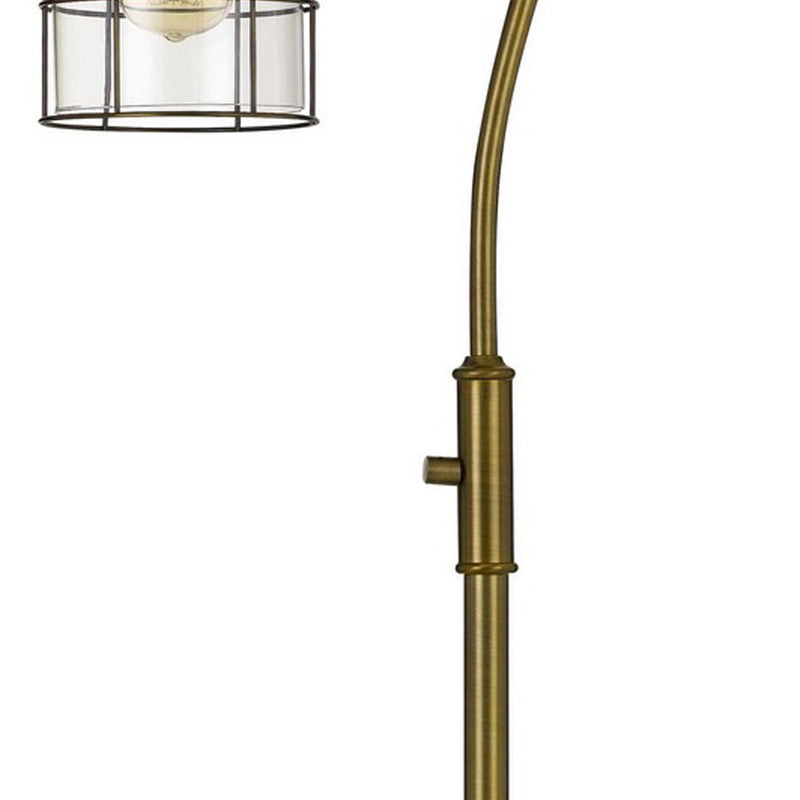 60 Inch Metal Downbridge Design Floor Lamp With Caged Shade Antique Brass-zoom-