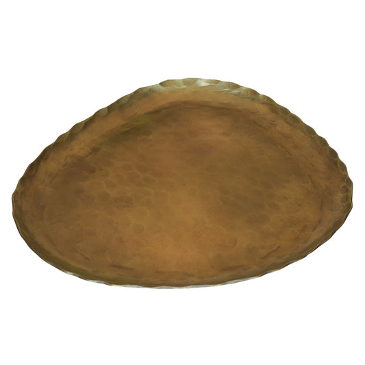 8 Inches Metal Decorative Plate With Deckled Edges Brass