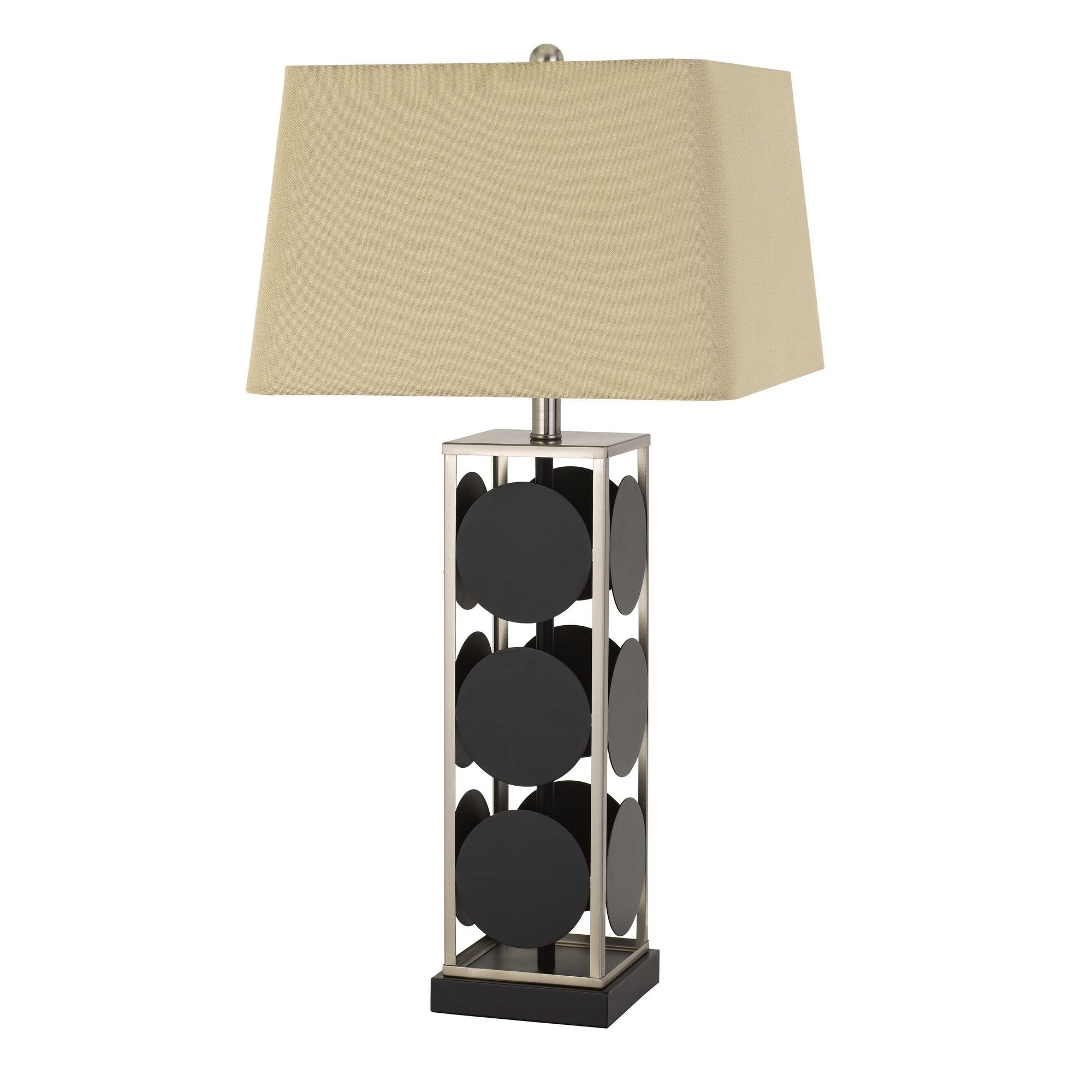 31.5" Metal Table Lamp with Geometric Accents Black and Silver-zoom-1