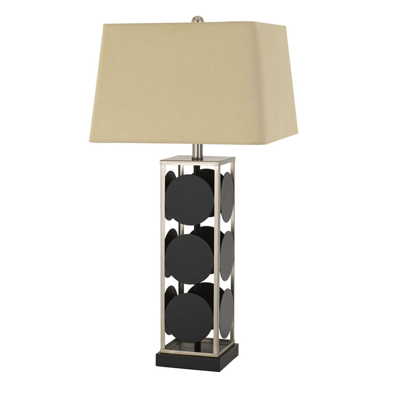 31.5" Metal Table Lamp with Geometric Accents Black and Silver-zoom-