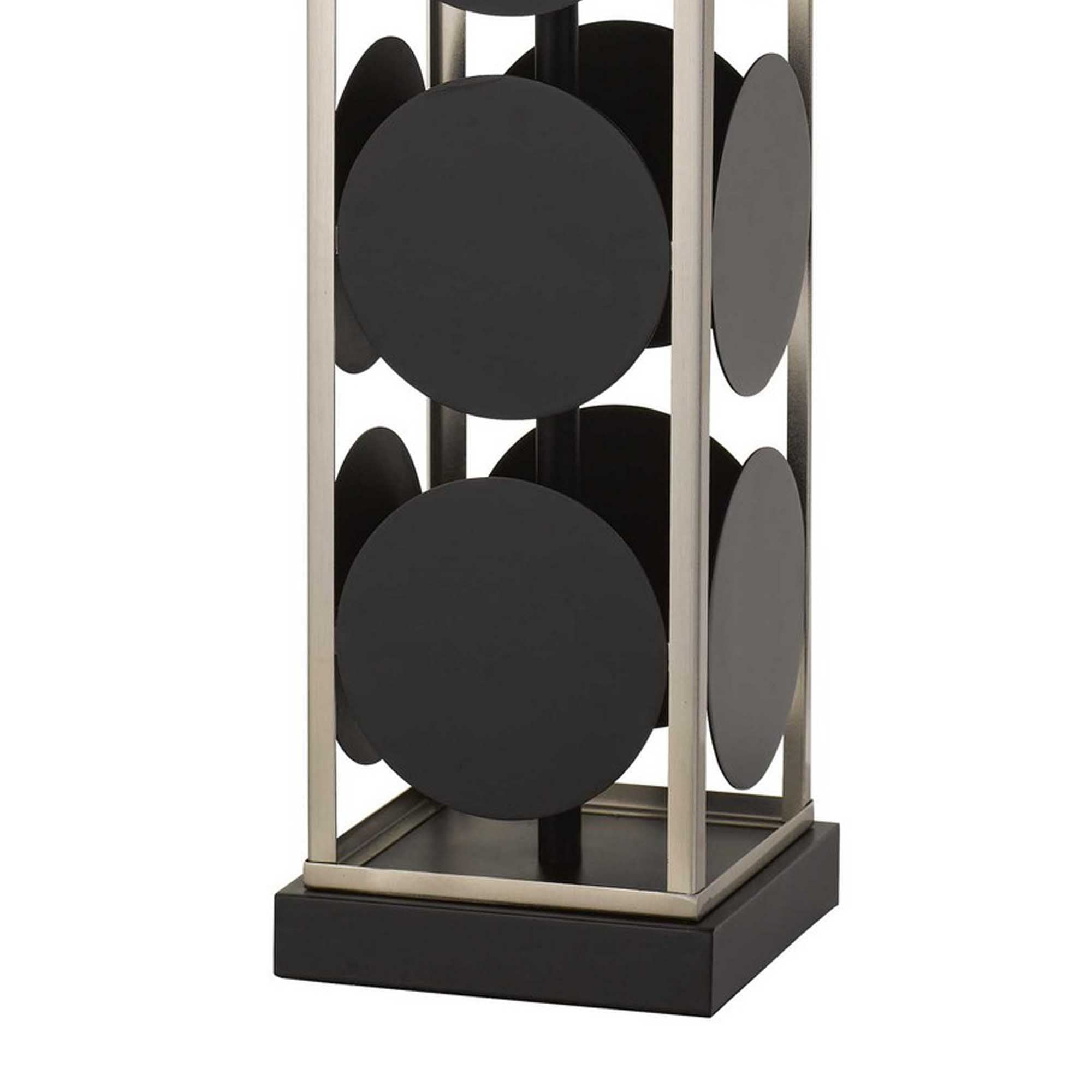 31.5" Metal Table Lamp with Geometric Accents Black and Silver-zoom-4