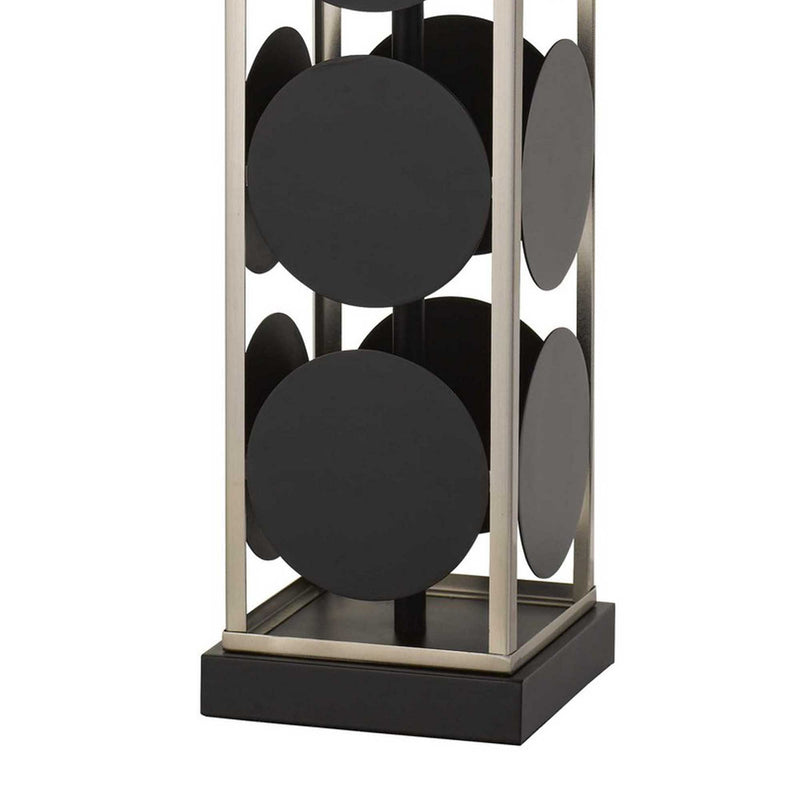 31.5" Metal Table Lamp with Geometric Accents Black and Silver-zoom-