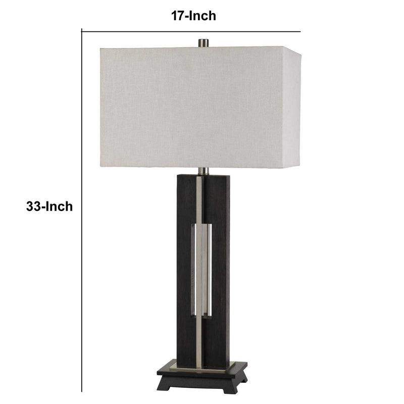33" Metal Table Lamp with Sturdy Base Black and White-zoom-