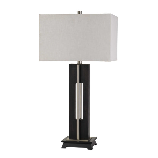 33" Metal Table Lamp with Sturdy Base Black and White