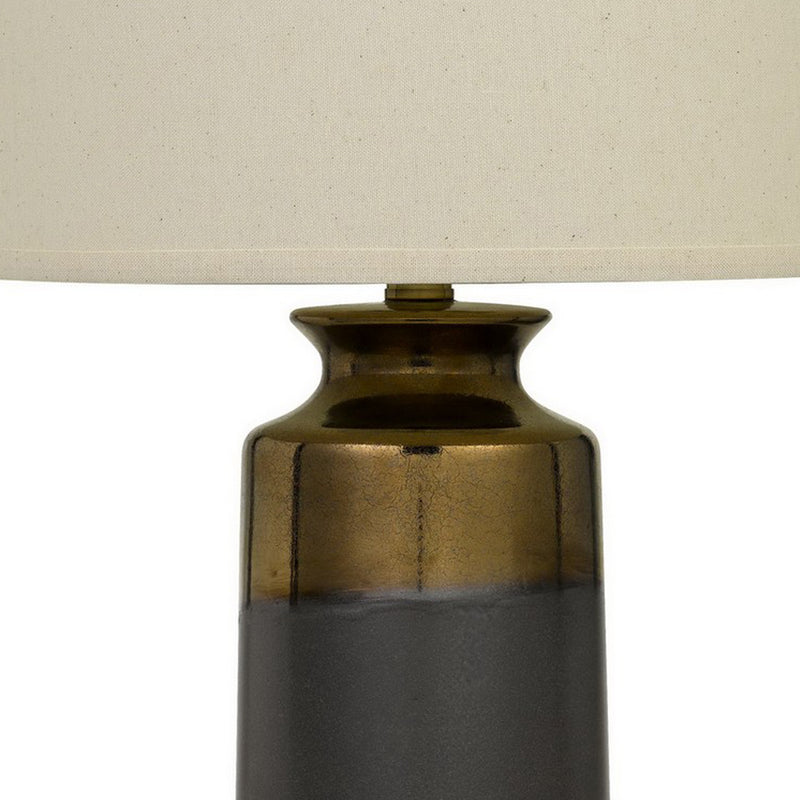 29.5" Ceramic Table Lamp with 3 Way Rotary Gray and Gold-zoom-