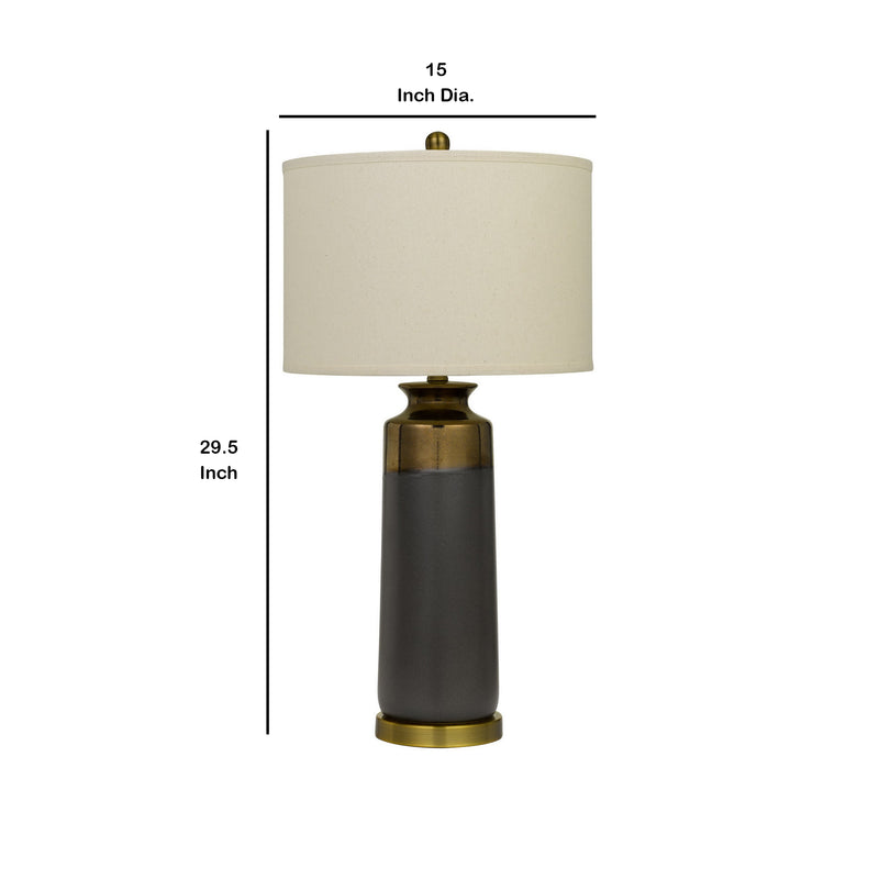 29.5" Ceramic Table Lamp with 3 Way Rotary Gray and Gold-zoom-