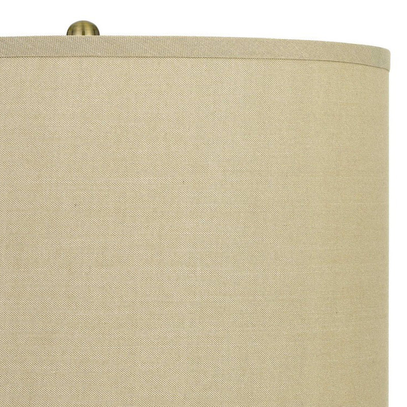 24.5" Ceramic Table Lamp with Geometric Style Accents Gold and Beige-zoom-