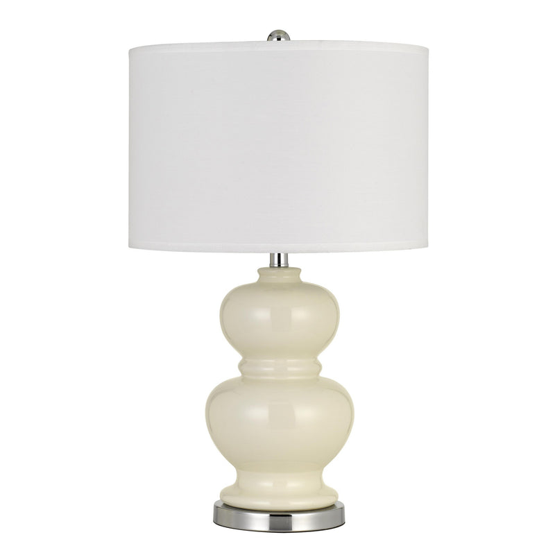 27" Ceramic Table Lamp with Hardback Style Shade White and Silver-zoom-