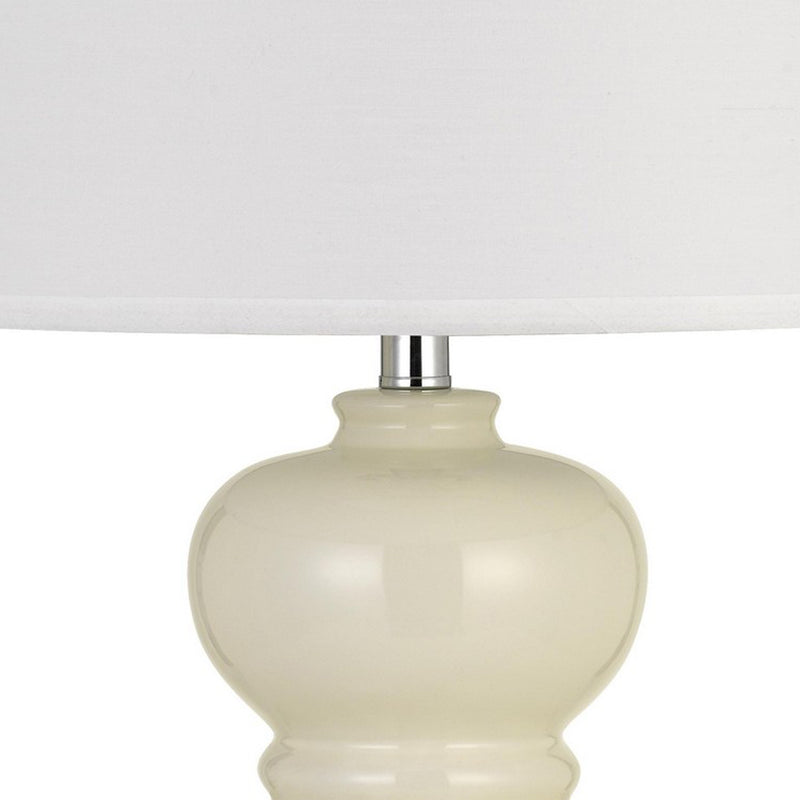 27" Ceramic Table Lamp with Hardback Style Shade White and Silver-zoom-